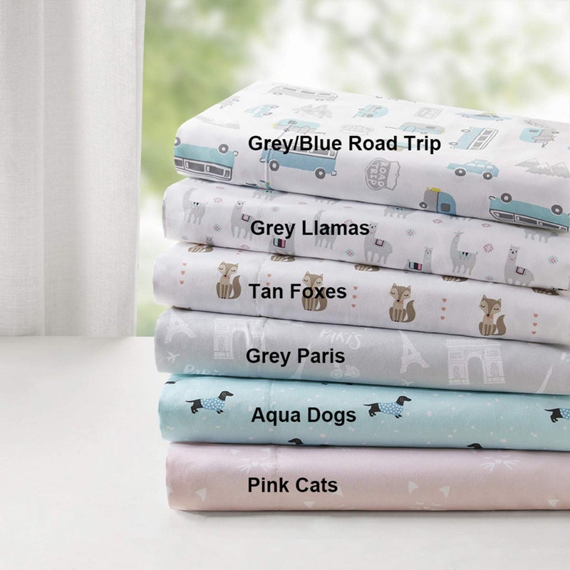 Intelligent Design Microfiber Cozy Bed Sheet Set, Modern All Season Bedding & Pillowcases, Premium 14" Elastic Pocket Fits up to 16" Mattress, Queen Grey/Blue Road Trip 4 Piece - Image 3